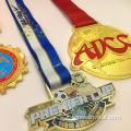 medaglie di calcio in lega di zinco 3D personalizzate con nastro